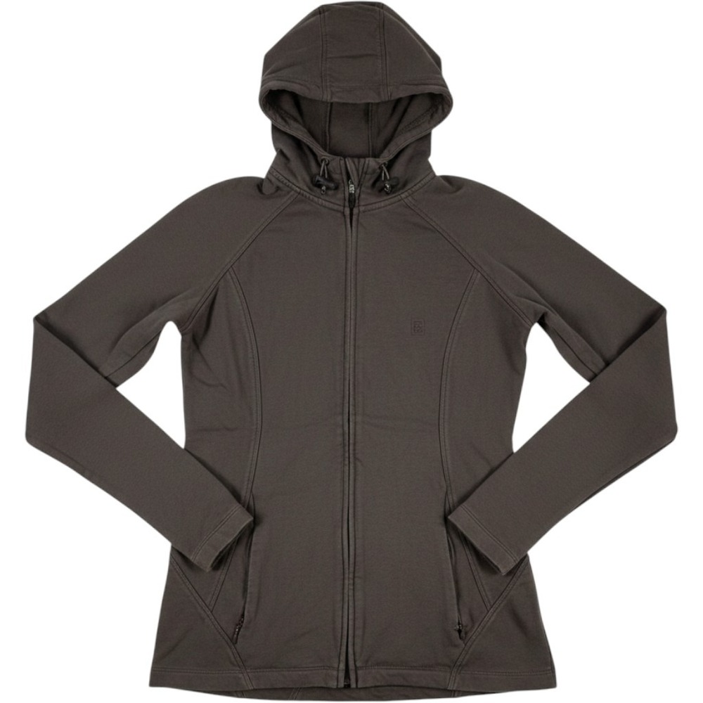 Born Tough Full Zip Hoodie Jacket Thumbholes Pockets Brown Large Cotton Women